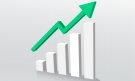 3d style rising up growth arrow background with progress statics