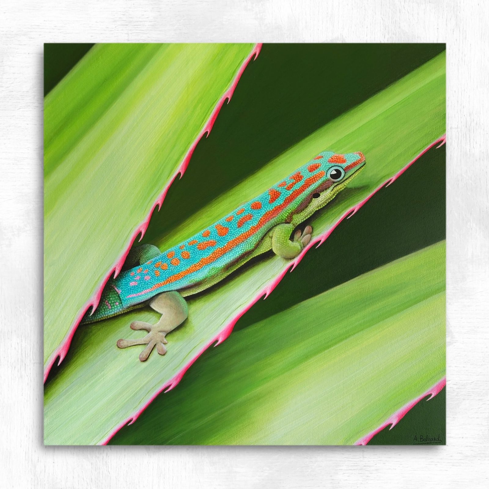 Tableau gecko de l’île Maurice - peinture animal tropical "Maurice"