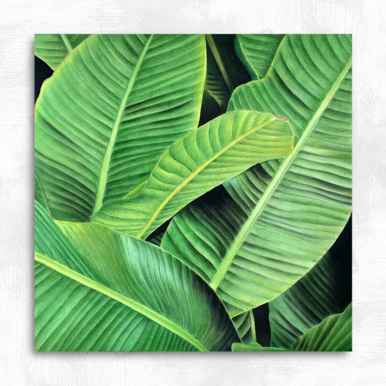 Tableau feuilles de bananier tropical - peinture jungle végétale "Bananier"