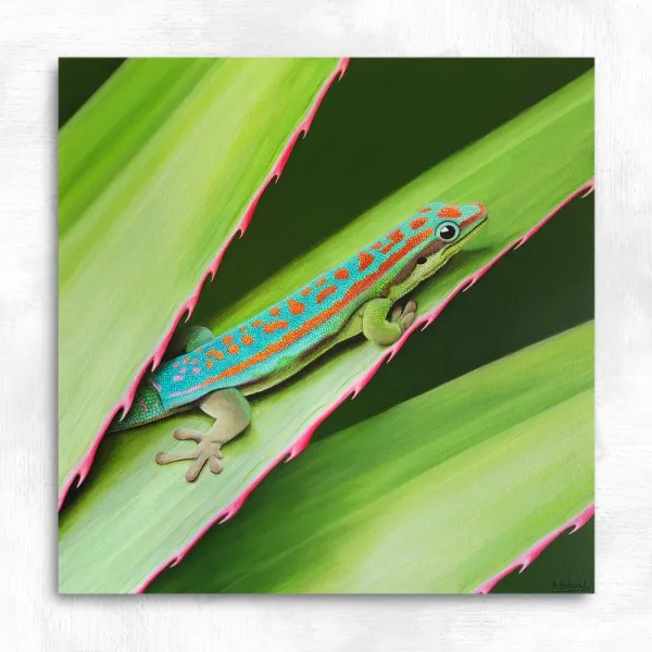 Tableau gecko de l’île Maurice - peinture animal tropical "Maurice"