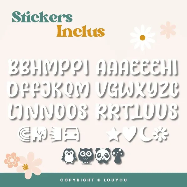 4 Cubes en Bois de 5cm x 5cm + 55 Stickers blancs – view 6