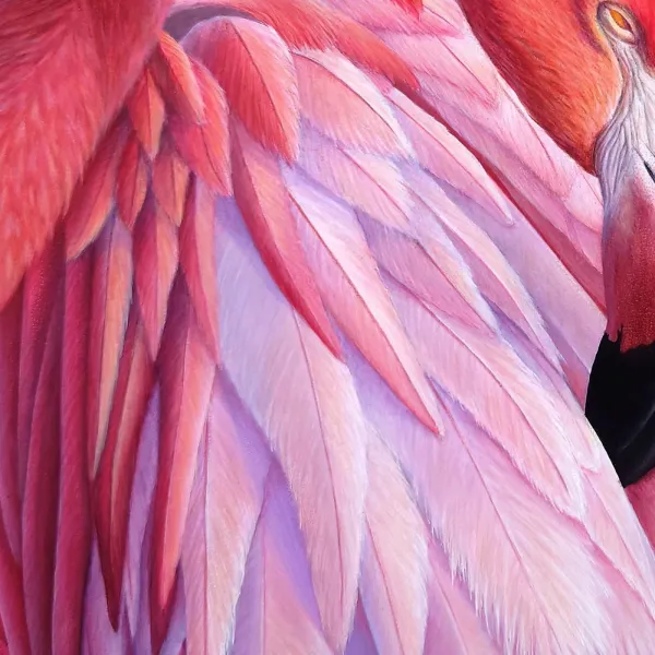 Tableau flamant rose tropical - peinture oiseau exotique "Instant flamboyant" – vue 7