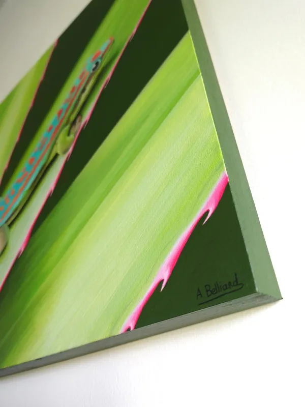 Tableau gecko de l’île Maurice - peinture animal tropical "Maurice" – vue 4