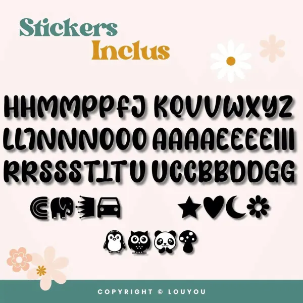 5 Cubes en Bois de 5cm x 5cm + 66 Stickers noirs – view 6