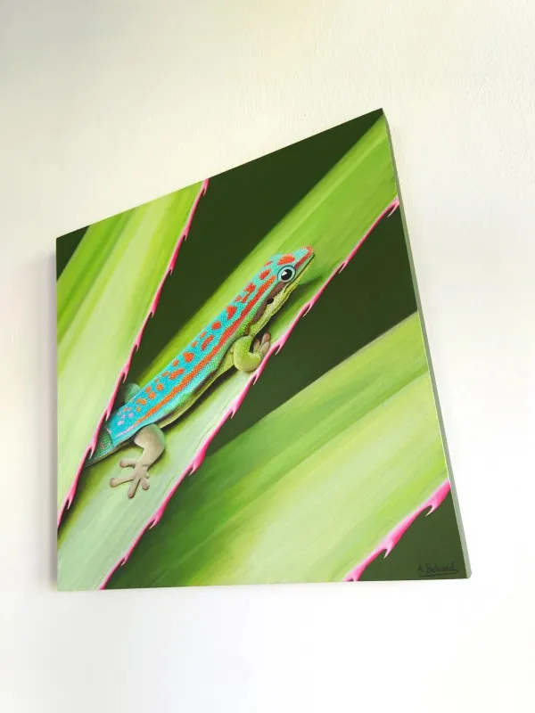 Tableau gecko de l’île Maurice - peinture animal tropical "Maurice" – vue 3