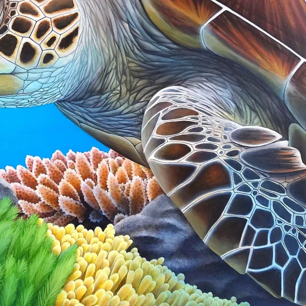 Tableau tortue de mer - peinture océan tropical "Sagesse océanique" – vue 5
