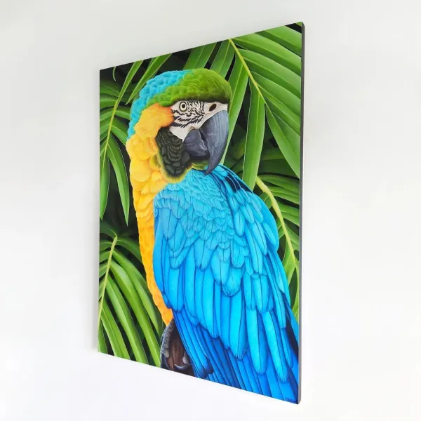 Tableau perroquet ara tropical - peinture jungle exotique "Écho de liberté" – view 4
