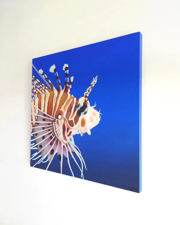 Tableau poisson exotique racasse volante – peinture récif corallien "Liberté" – vue 4