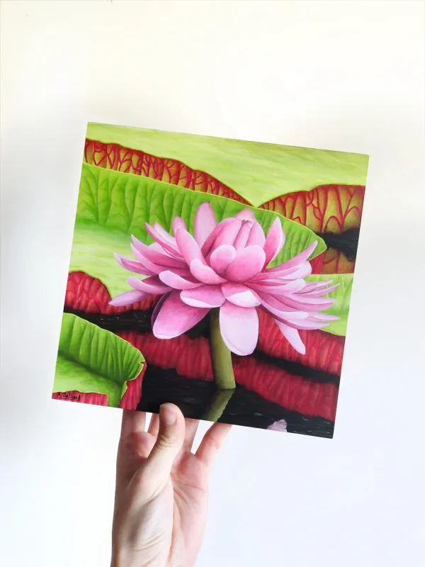 Tableau nénuphars tropicaux - peinture nature exotique "Victoria amazonica" – vue 7