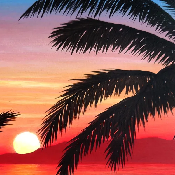 Tableau coucher de soleil océan tropical - paysage marin "Souvenir des îles" – view 6
