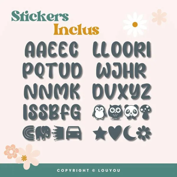 3 Cubes en Bois de 5cm x 5cm + 47 Stickers Gris – view 3