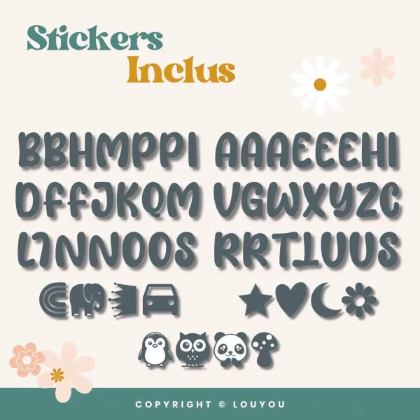 4 Cubes en Bois de 5cm x 5cm + 55 Stickers gris – view 6