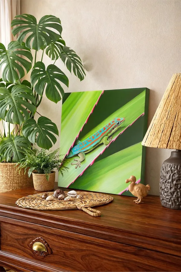 Tableau gecko de l’île Maurice - peinture animal tropical "Maurice" – vue 2