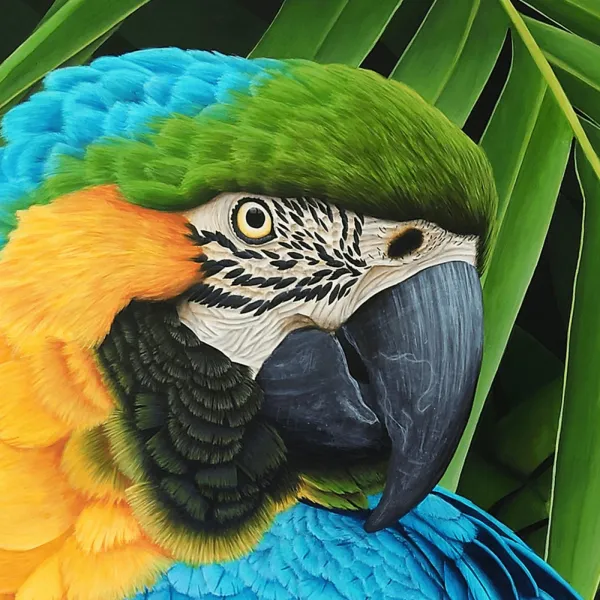 Tableau perroquet ara tropical - peinture jungle exotique "Écho de liberté" – view 6