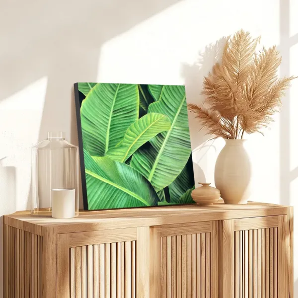 Tableau feuilles de bananier tropical - peinture jungle végétale "Bananier" – vue 2