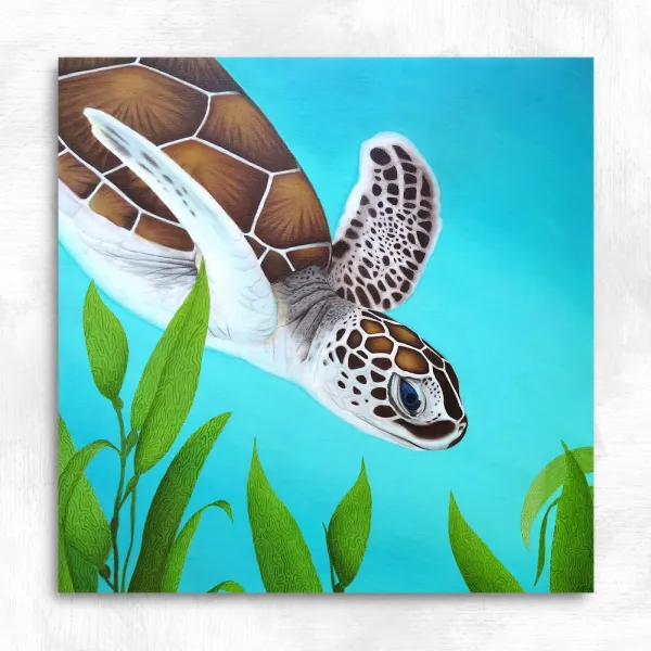 Tableau tortue de mer océan tropical - peinture marine "Moana"