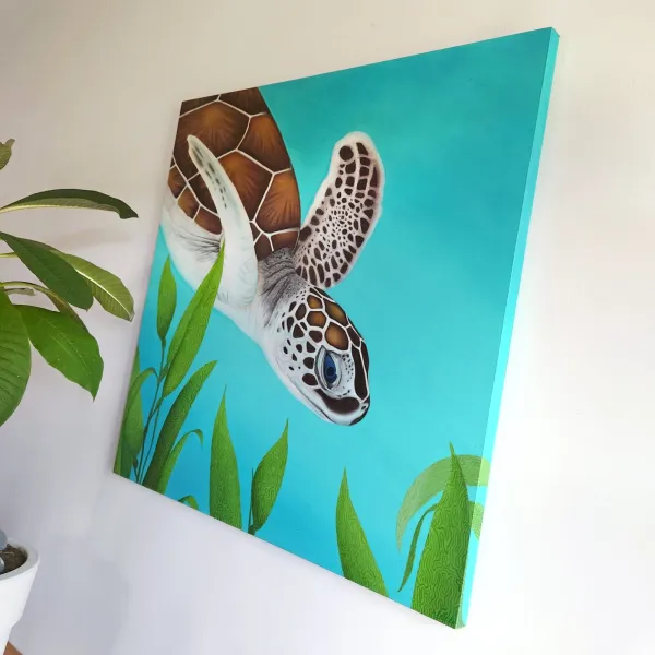 Tableau tortue de mer océan tropical - peinture marine "Moana" – vue 3