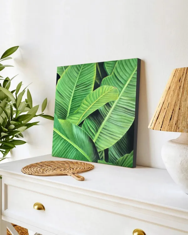 Tableau feuilles de bananier tropical - peinture jungle végétale "Bananier" – vue 3