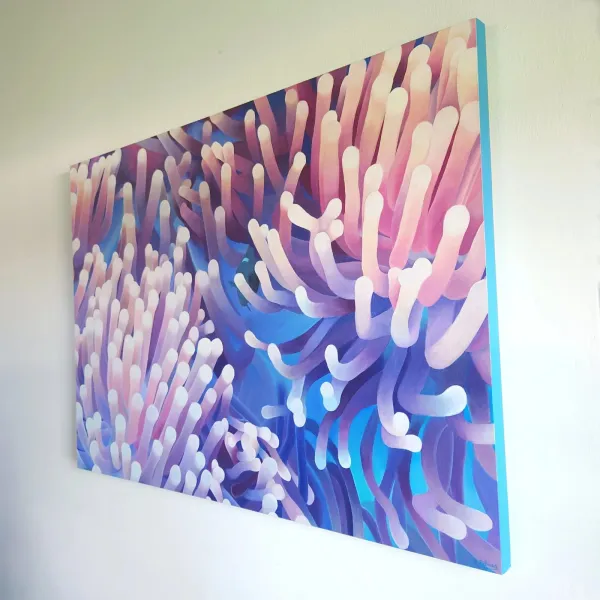 Tableau anémones de mer - peinture océan tropical "Vision sous-marine" – view 4