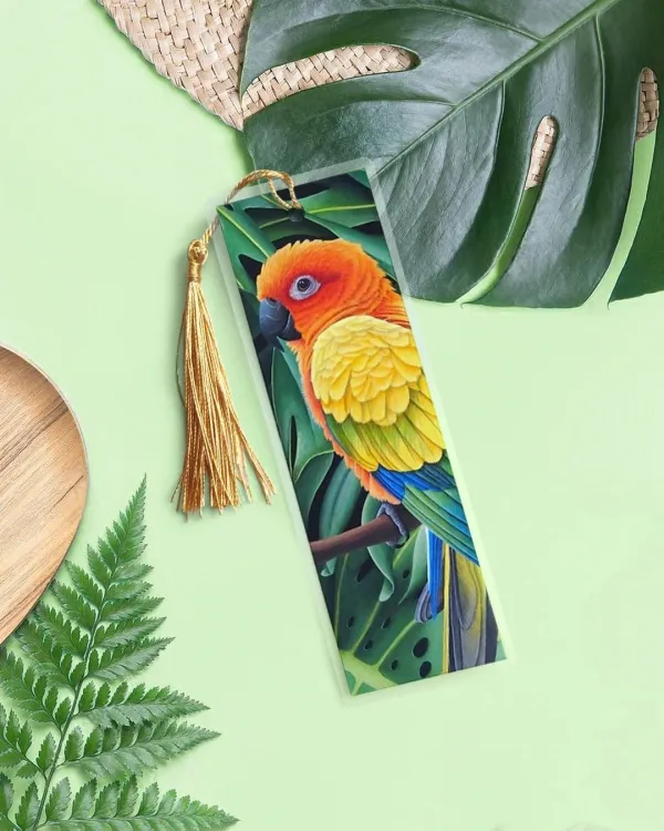 Marque-page conures soleil dans la jungle tropicale