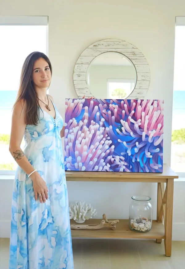 Tableau anémones de mer - peinture océan tropical "Vision sous-marine" – view 3