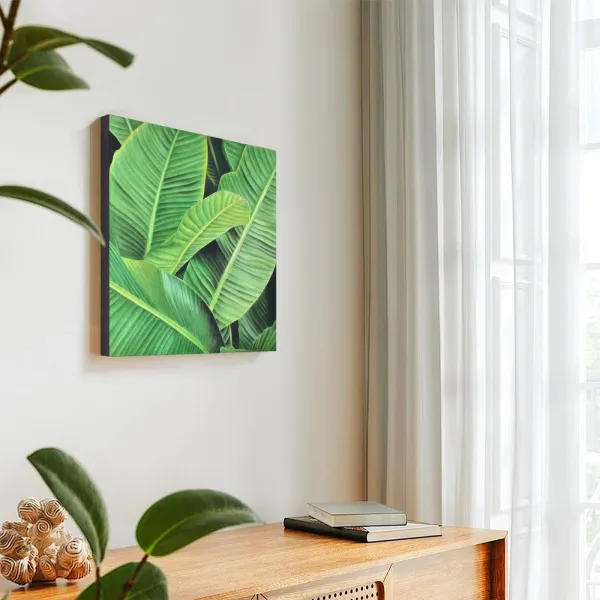 Tableau feuilles de bananier tropical - peinture jungle végétale "Bananier" – vue 5
