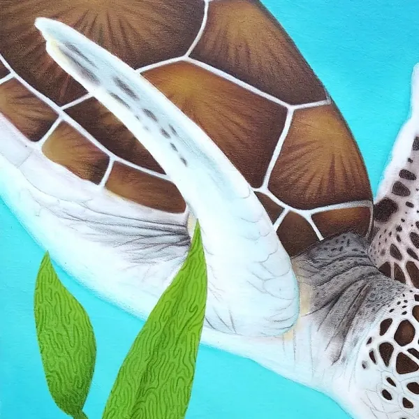 Tableau tortue de mer océan tropical - peinture marine "Moana" – vue 6