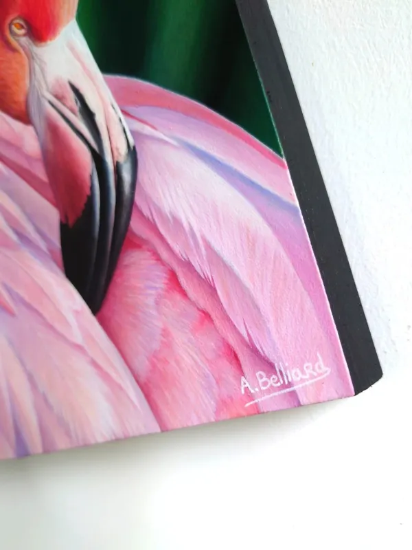 Tableau flamant rose tropical - peinture oiseau exotique "Instant flamboyant" – vue 5