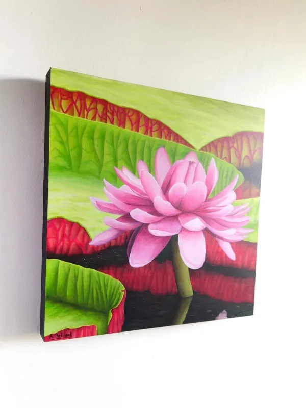 Tableau nénuphars tropicaux - peinture nature exotique "Victoria amazonica" – vue 8