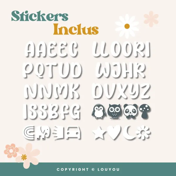 3 Cubes en Bois de 5cm x 5cm + 47 Stickers blancs – vue 5
