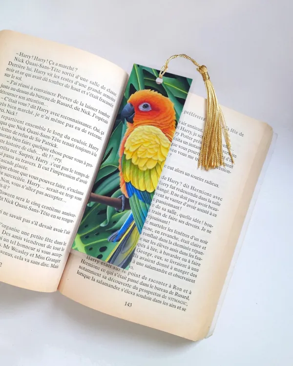 Marque-page conures soleil dans la jungle tropicale – vue 2