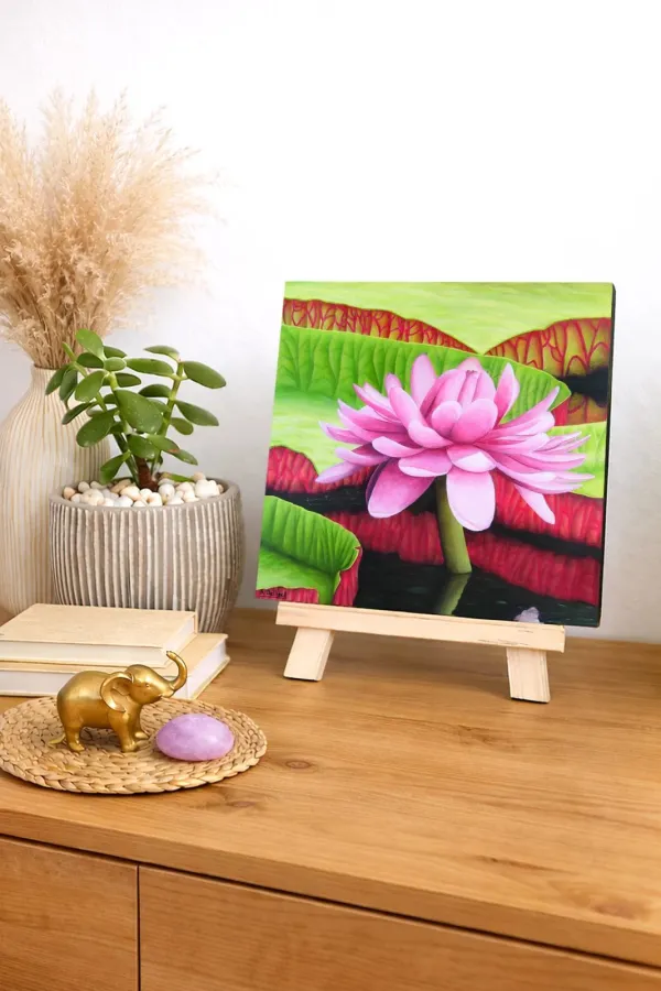 Tableau nénuphars tropicaux - peinture nature exotique "Victoria amazonica" – vue 2