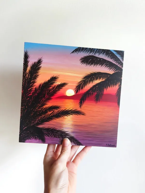Tableau coucher de soleil océan tropical - paysage marin "Souvenir des îles" – view 5