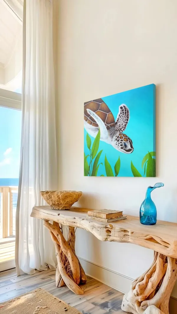 Tableau tortue de mer océan tropical - peinture marine "Moana" – vue 2