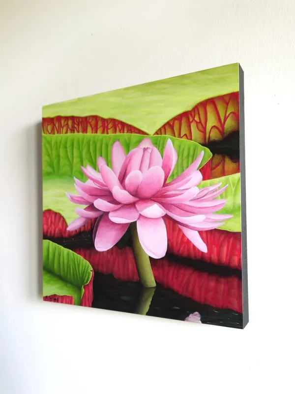 Tableau nénuphars tropicaux - peinture nature exotique "Victoria amazonica" – vue 4